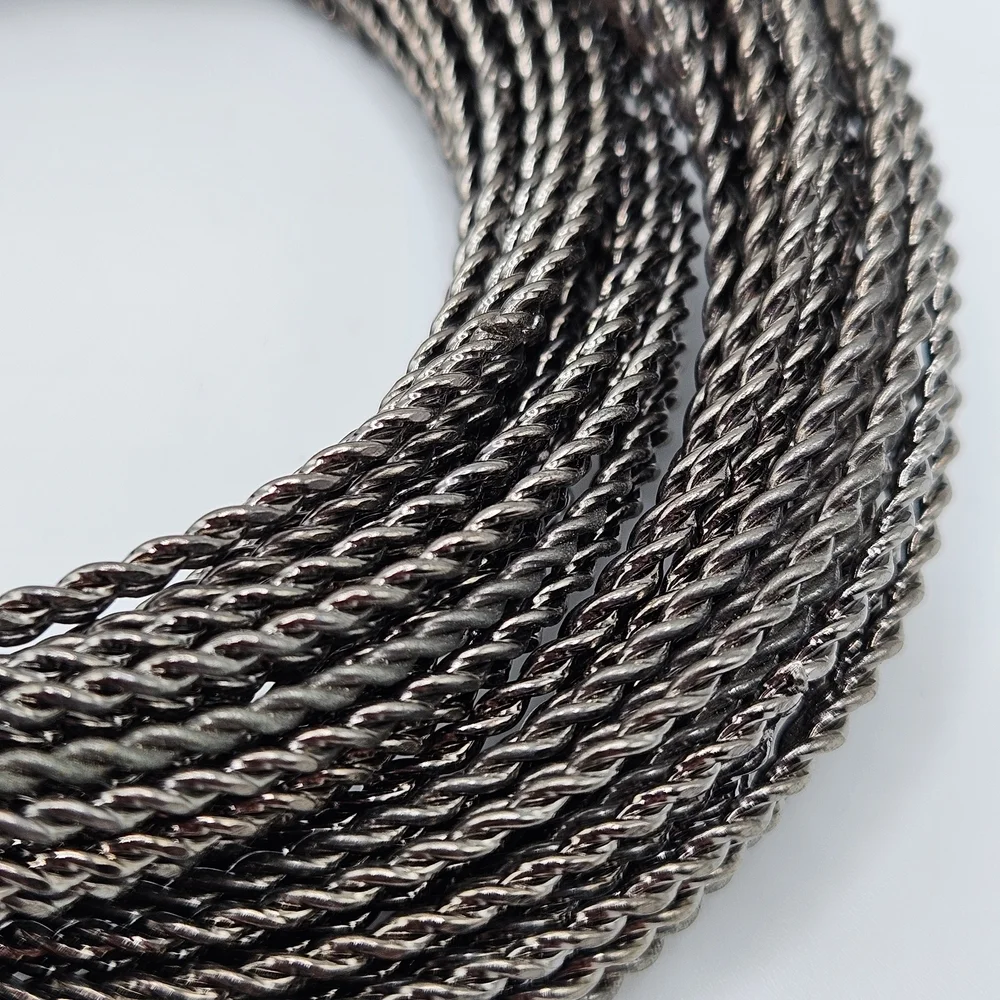 VINTAGE Gunmetal Twisted Interlocking Metal Chunky Statement Bangle Bracelet